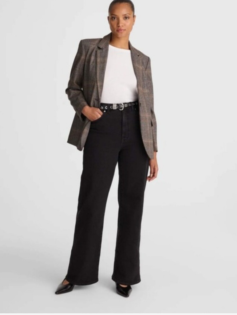 NWT Madewell The Curvy Wide Leg Jean In Black Frost 26 NW286